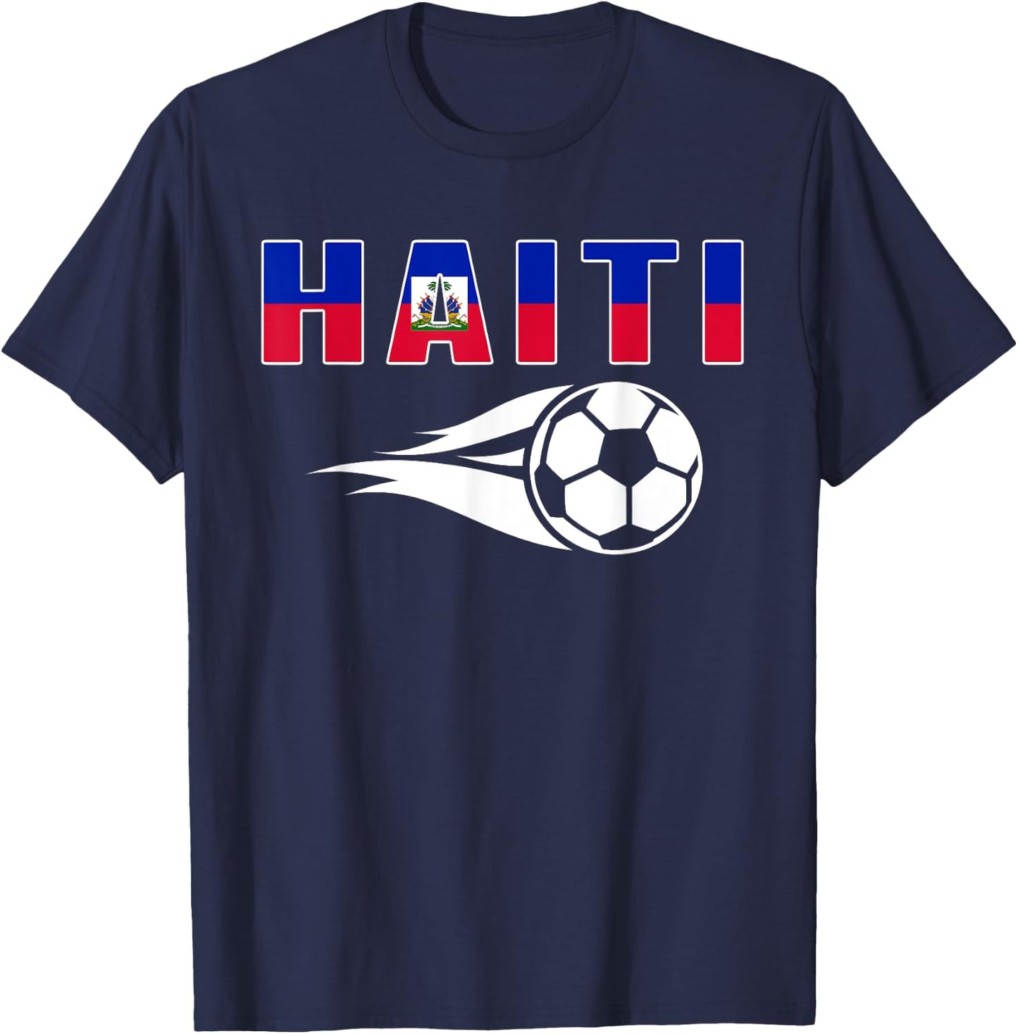 Proud Haiti Soccer Fans Jersey Haitian Flag Football Lovers T-Shirt - T-Shirt | Navy