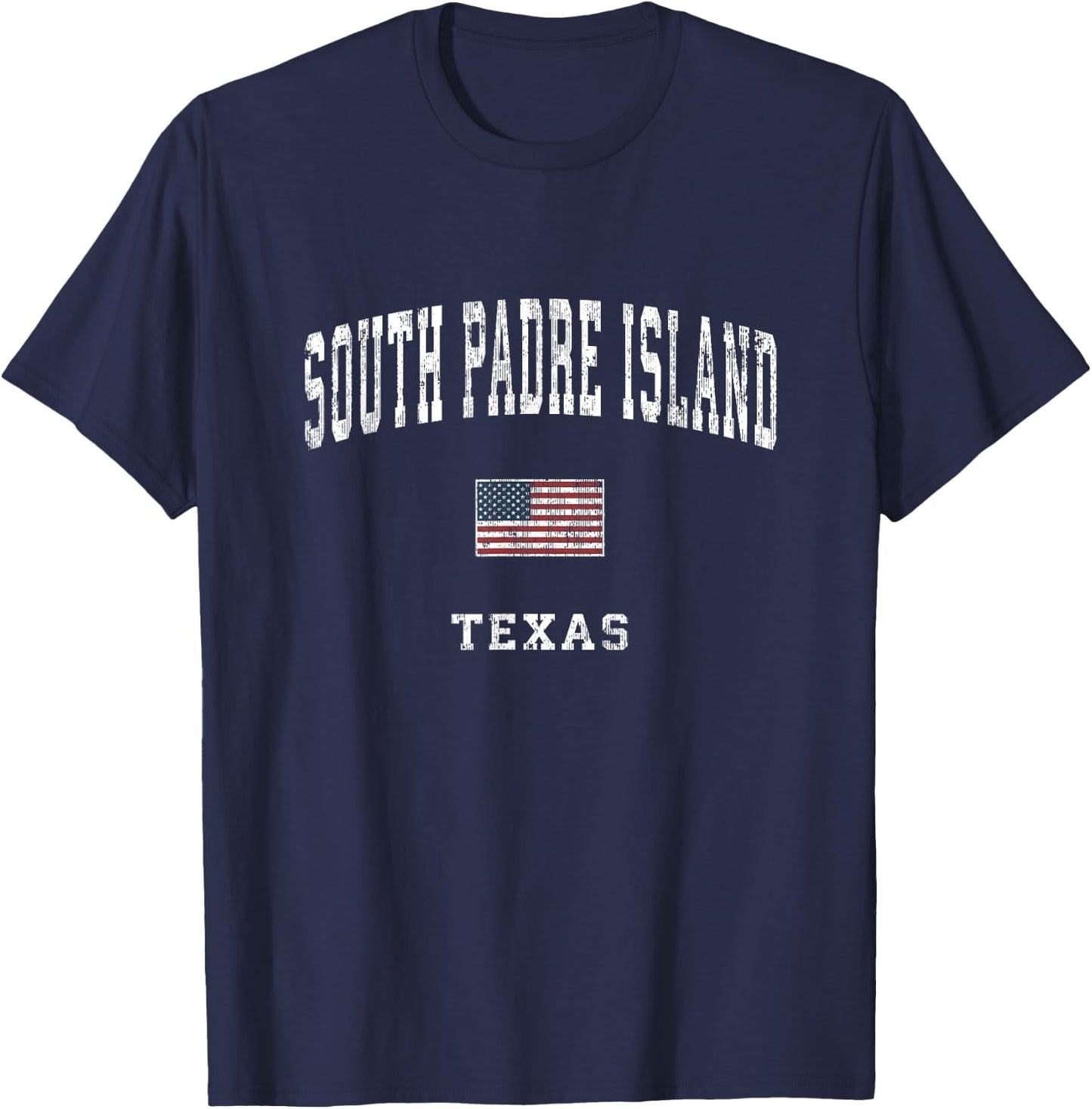 South Padre Island Texas TX Vintage American Flag Sports T-Shirt - T-Shirt | Navy