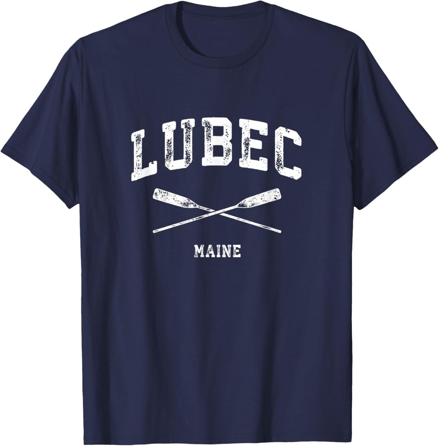 Lubec Maine Vintage Nautical Crossed Oars T-Shirt - T-Shirt | Navy