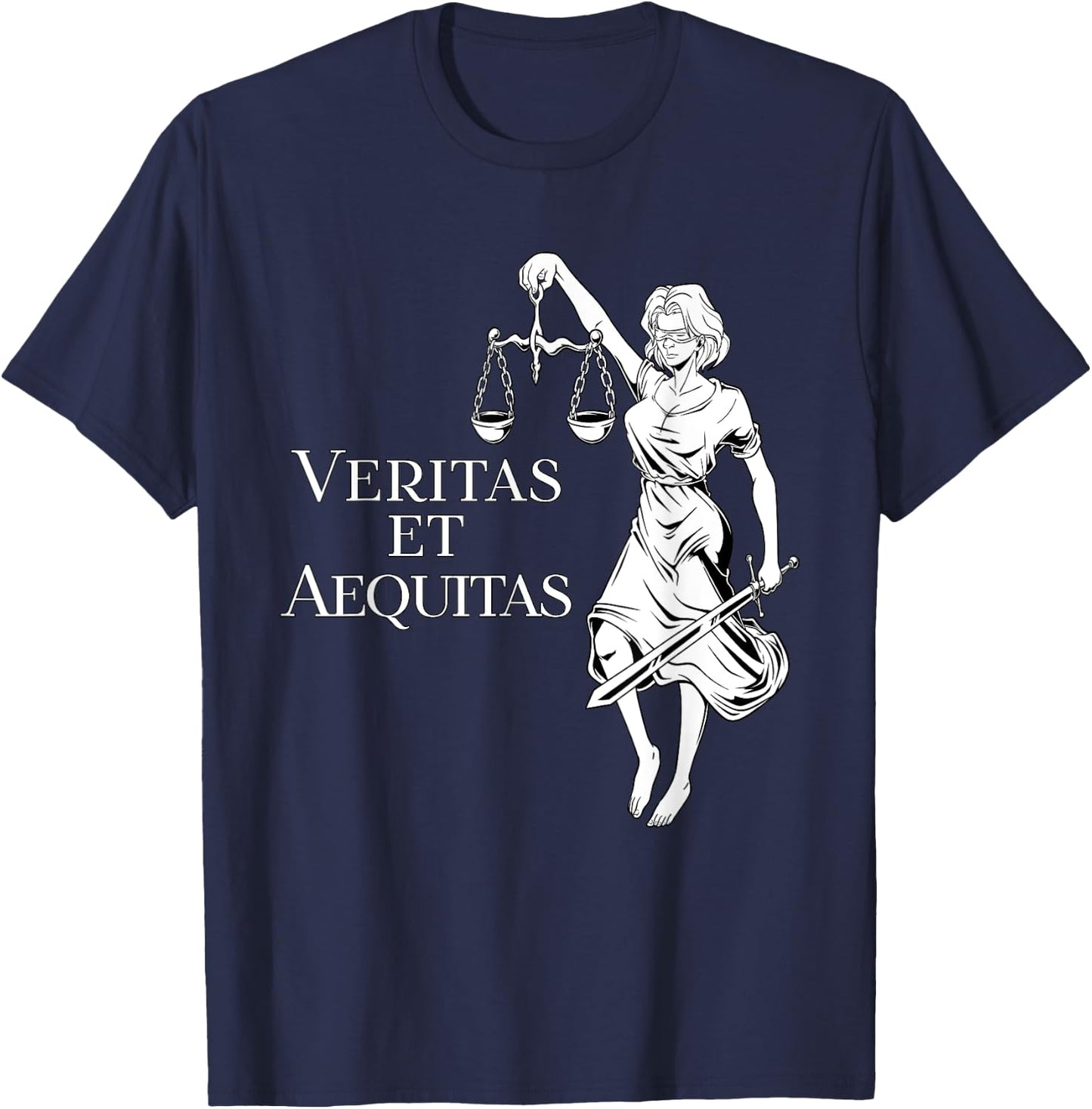 Veritas et Aequitas - Goddess Lady Justice T-Shirt - T-Shirt | Navy