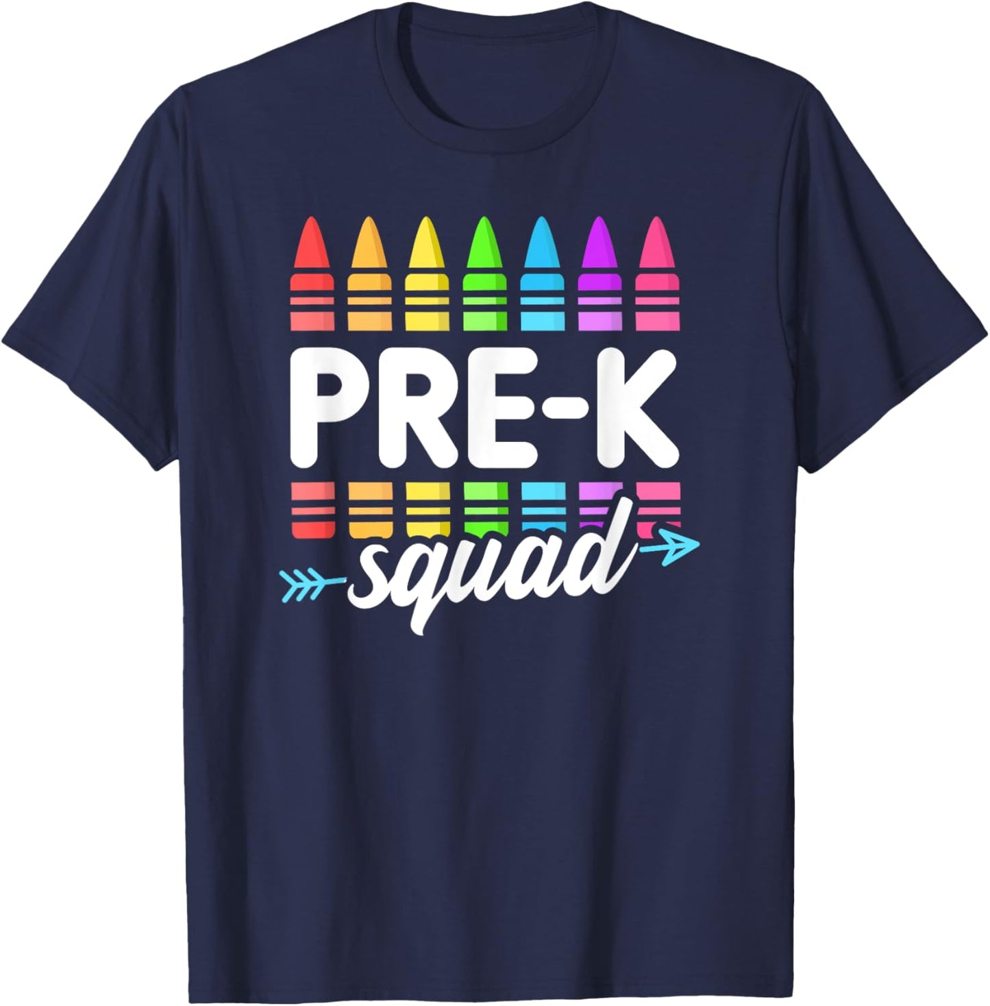 Pre-K Squad Teacher Team Crew Hello Back School Graduation Women Kids T-Shirt - T-Shirt | Navy