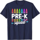 Pre-K Squad Teacher Team Crew Hello Back School Graduation Women Kids T-Shirt - T-Shirt | Navy