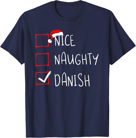 Nice Naughty Danish Christmas Denmark Heritage Roots T-Shirt - T-Shirt | Navy