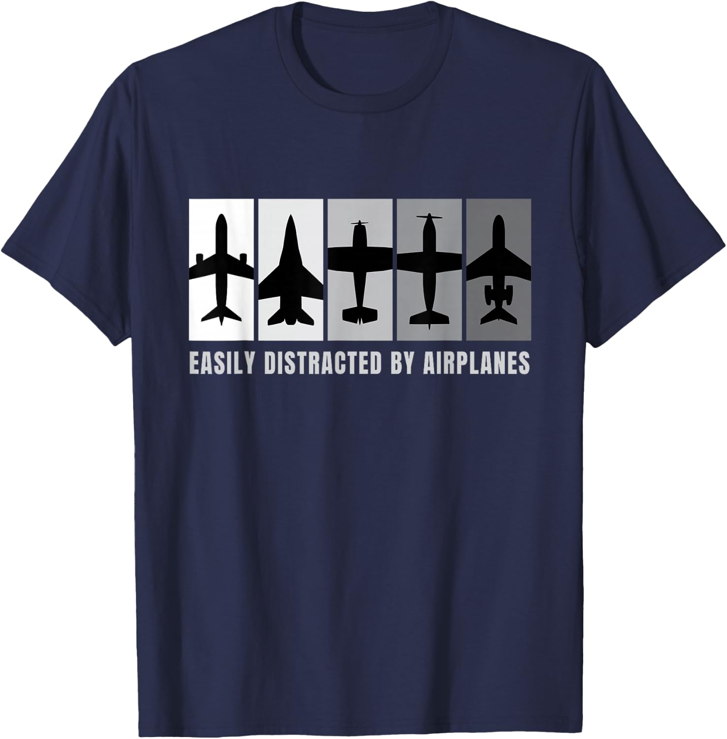 Easily Distracted By Airplanes I Airplane Aviator Aviation T-Shirt - T-Shirt | Navy