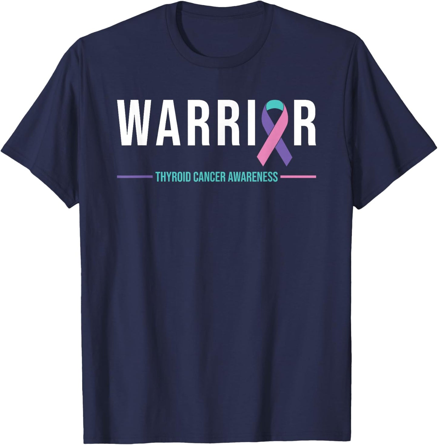 Thyroid Cancer Awareness Warrior Ribbon Recovery T-Shirt - T-Shirt | Navy