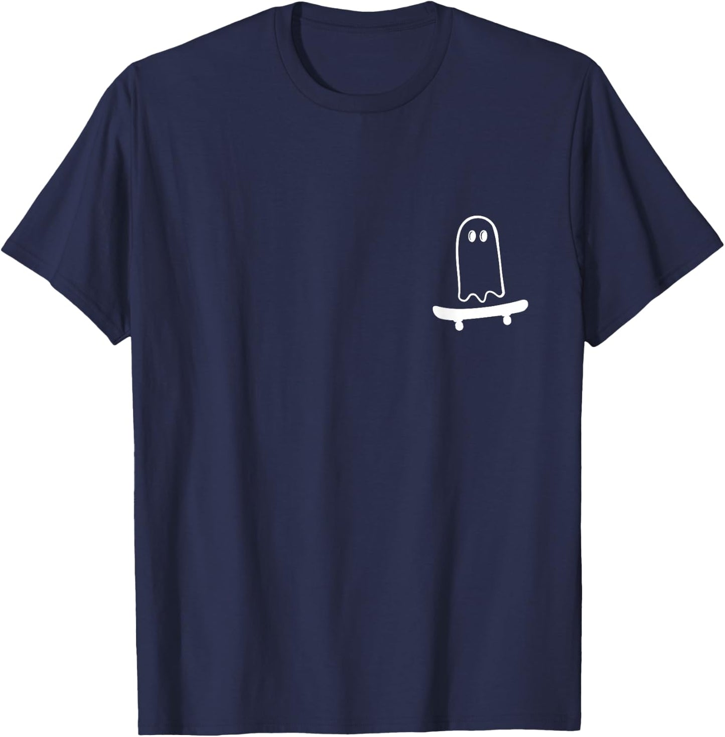 Cute Ghost Skateboard Pocket to funny Skateboarder halloween T-Shirt - T-Shirt | Navy