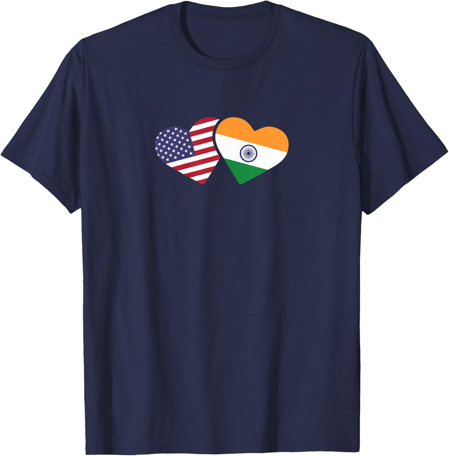 India USA Flag T Shirt Heart Indian American Love T-Shirt - T-Shirt | Navy