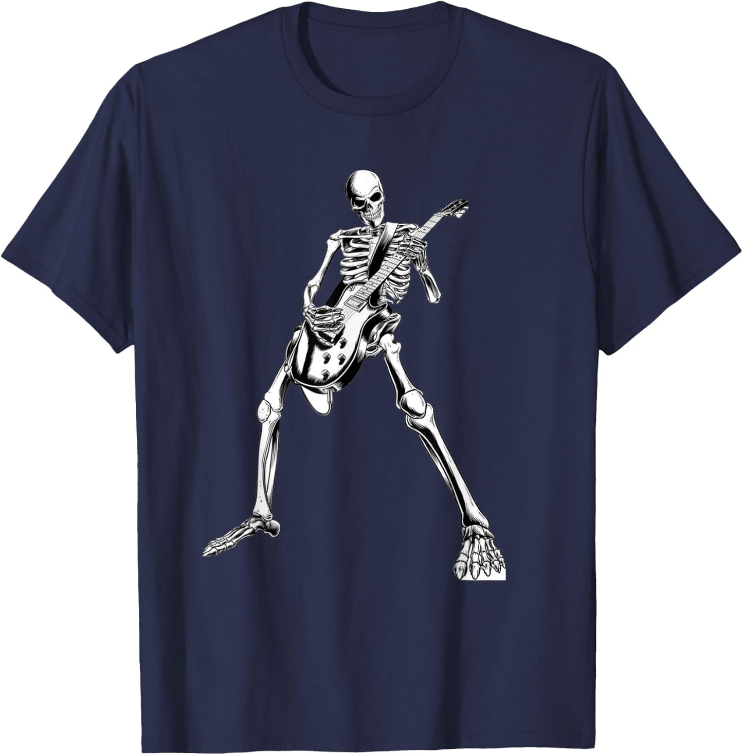 Spooky Skeleton Guitar Player Guitarist Halloween Costume T-Shirt - T-Shirt | Navy