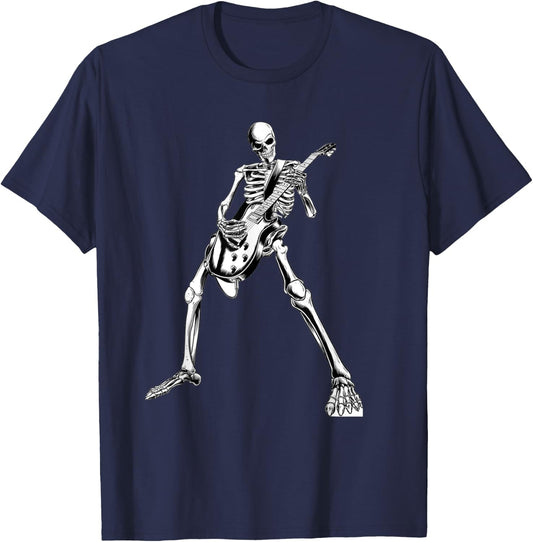 Spooky Skeleton Guitar Player Guitarist Halloween Costume T-Shirt - T-Shirt | Navy