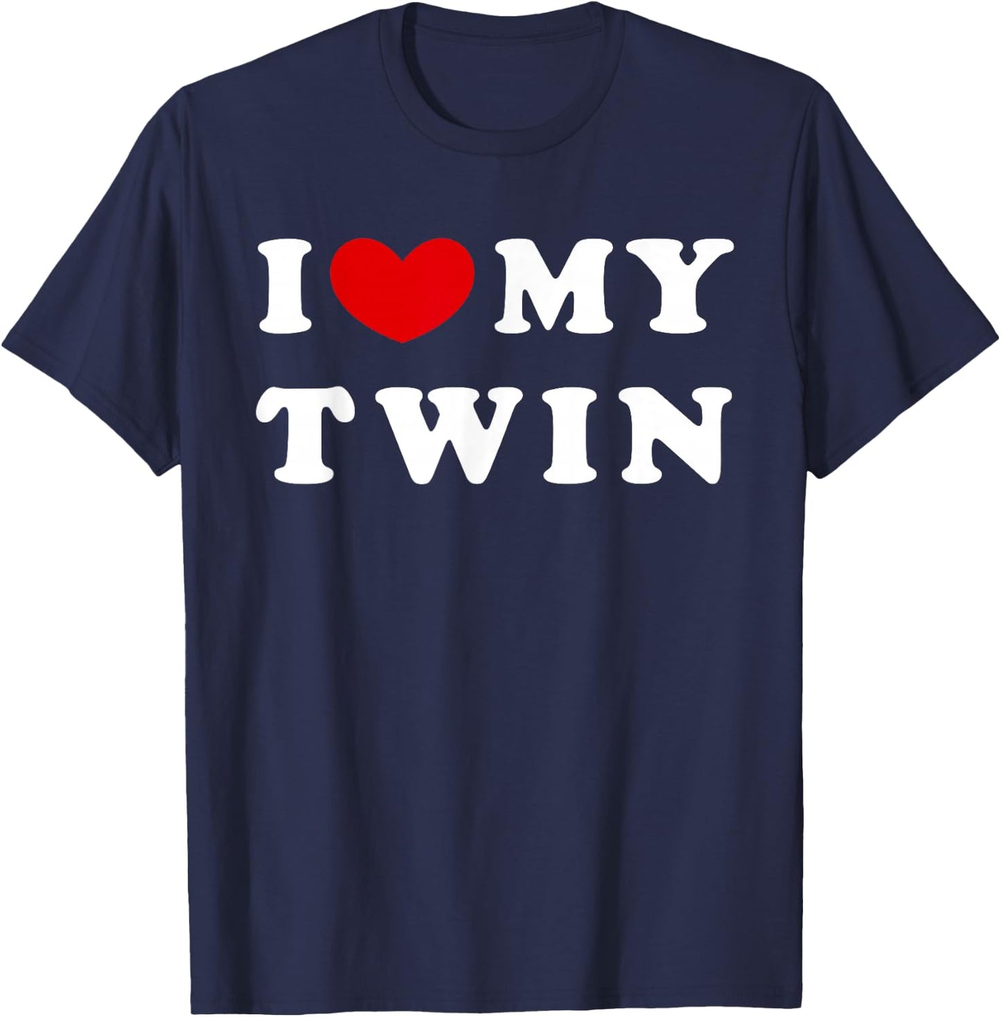 I Love My Twin, I Heart My Twin T-Shirt - T-Shirt | Navy