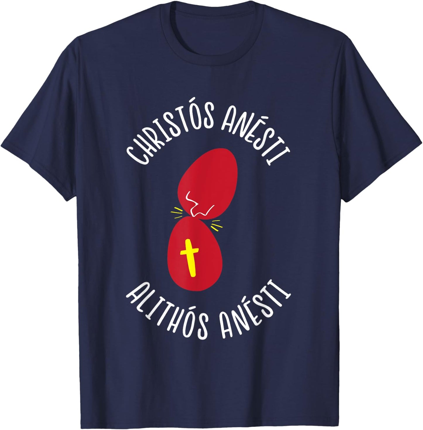 Greek Easter Tsougrisma Red Egg Tapping Game T-Shirt - T-Shirt | Navy