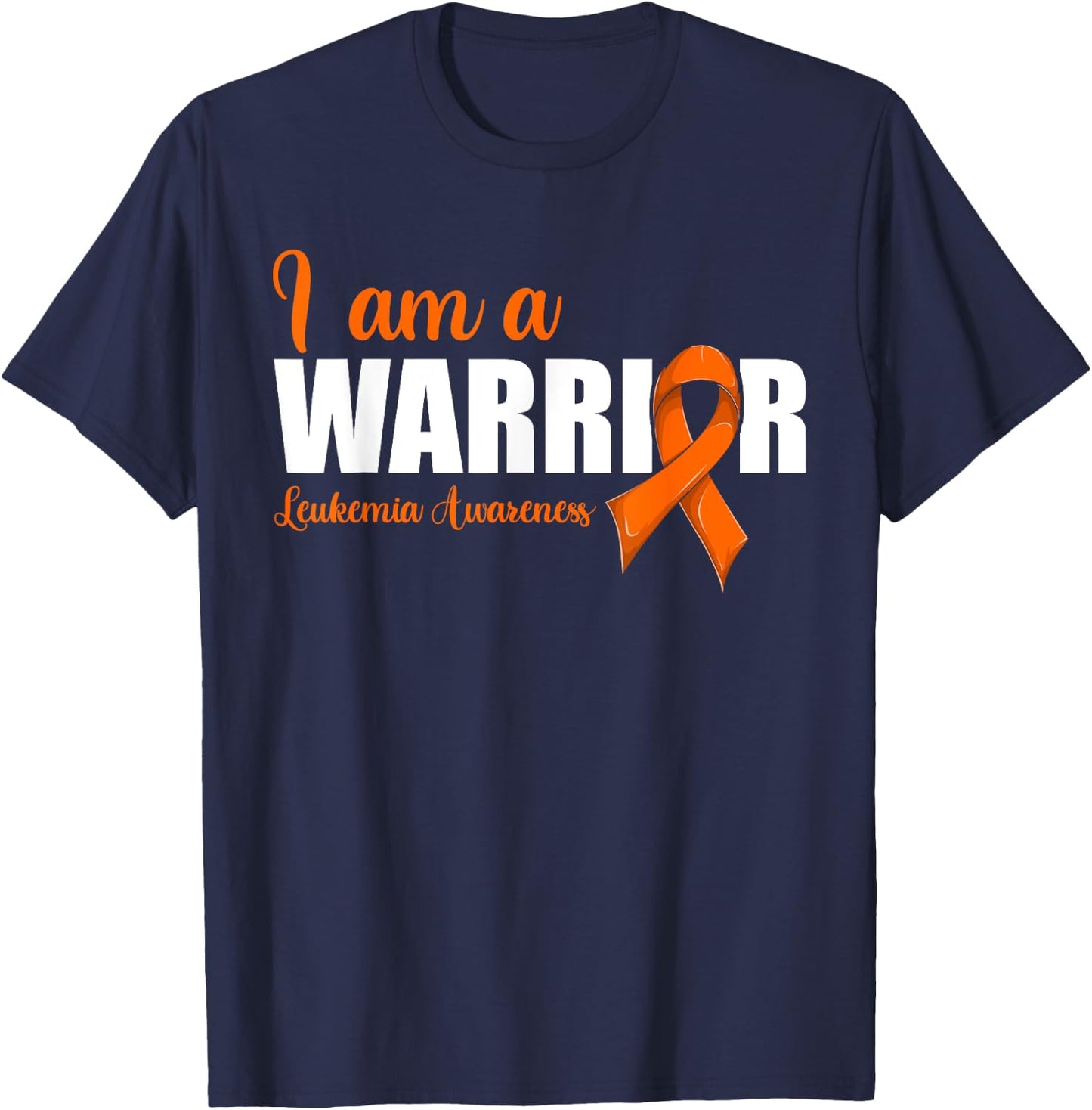Blood Cancer Ribbon Shirt, Leukemia Awareness I Am A Warrior T-Shirt - T-Shirt | Navy