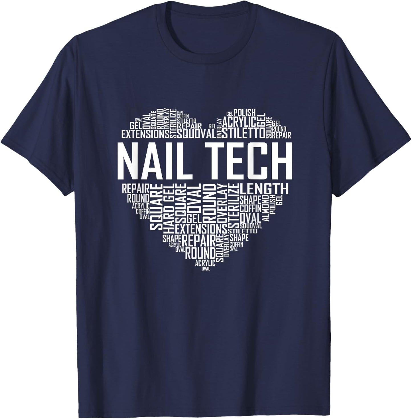 Funny Nail Tech Heart Nail Technician Manicurist Design T-Shirt - T-Shirt | Navy