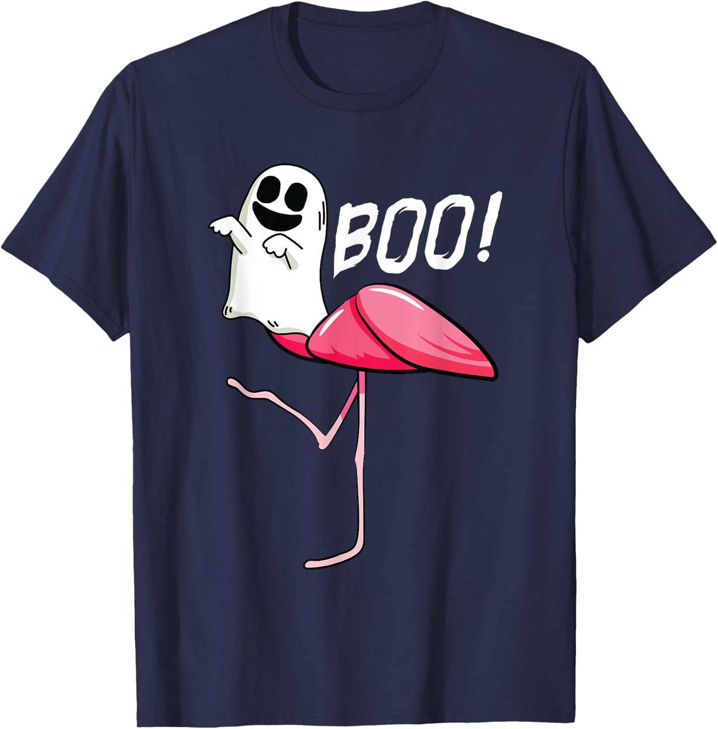 Boo Ghost Flamingo Lazy DIY Halloween Costume Funny Animal T-Shirt - T-Shirt | Navy