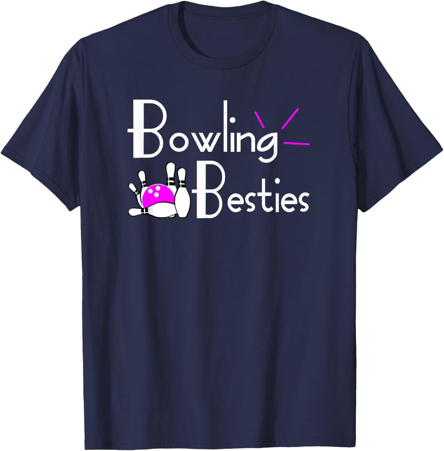 Bowling Besties | Best Friends League T-Shirt - T-Shirt | Navy