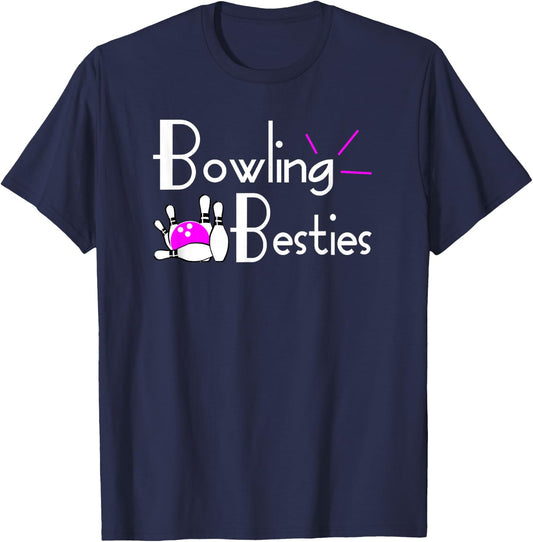 Bowling Besties | Best Friends League T-Shirt - T-Shirt | Navy