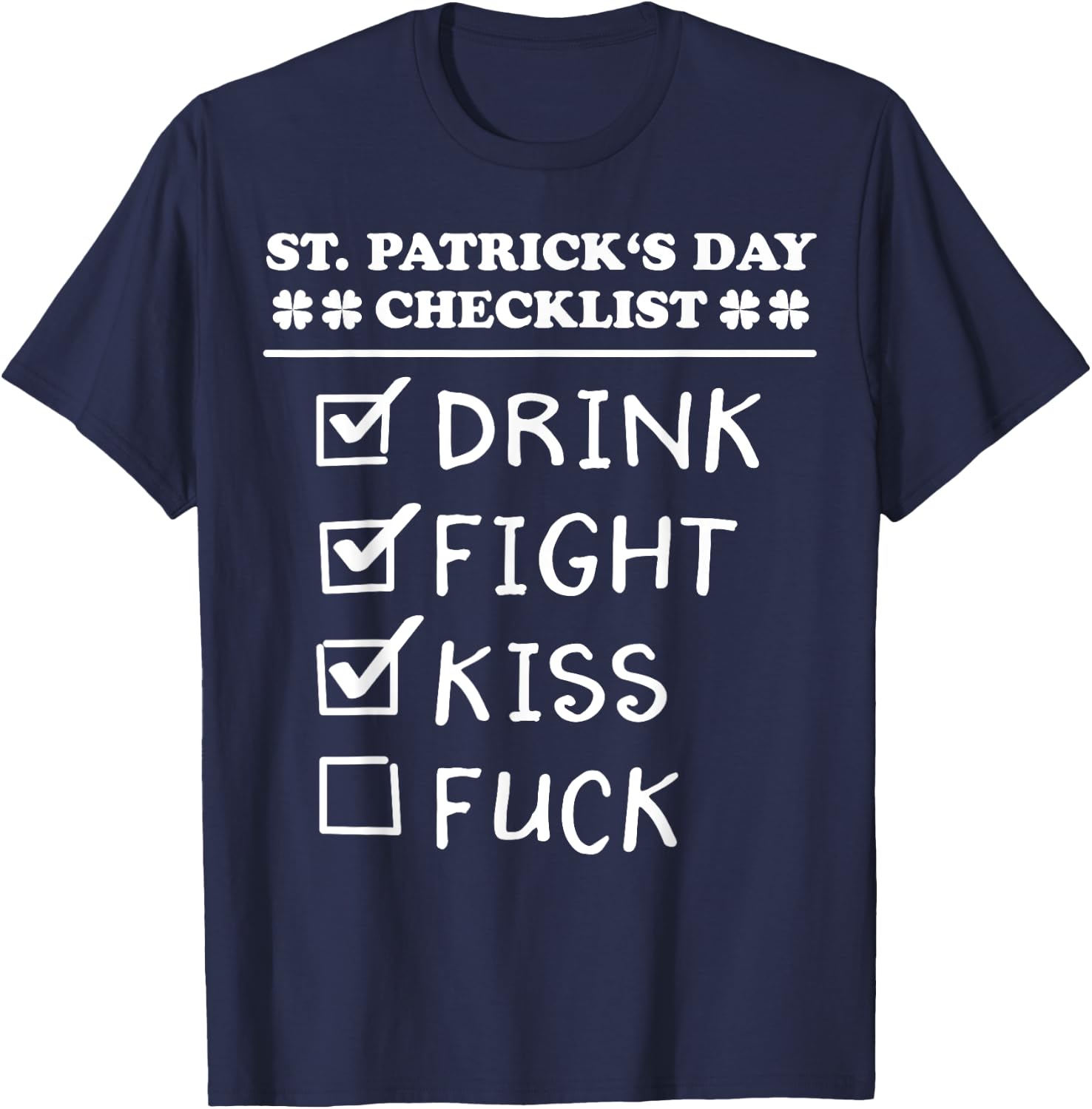 St Patricks Day 2020 Checklist Funny St Patricks Day 2020 T-Shirt - T-Shirt | Navy