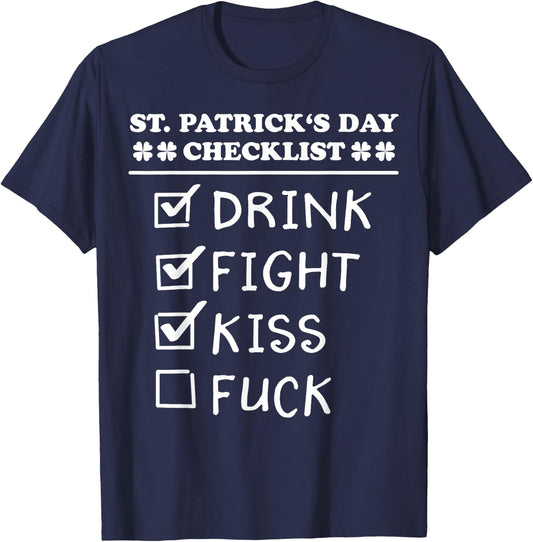 St Patricks Day 2020 Checklist Funny St Patricks Day 2020 T-Shirt - T-Shirt | Navy