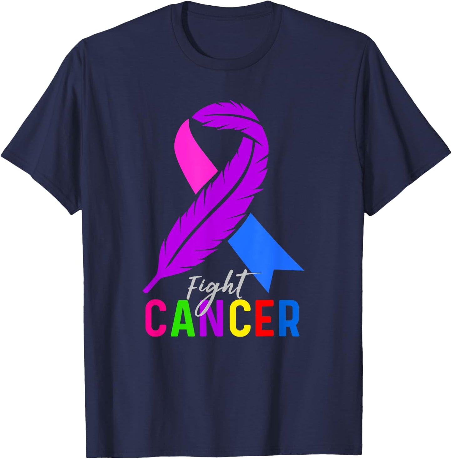 Fight Cancer Ribbon for Cancer Awareness T-Shirt - T-Shirt | Navy