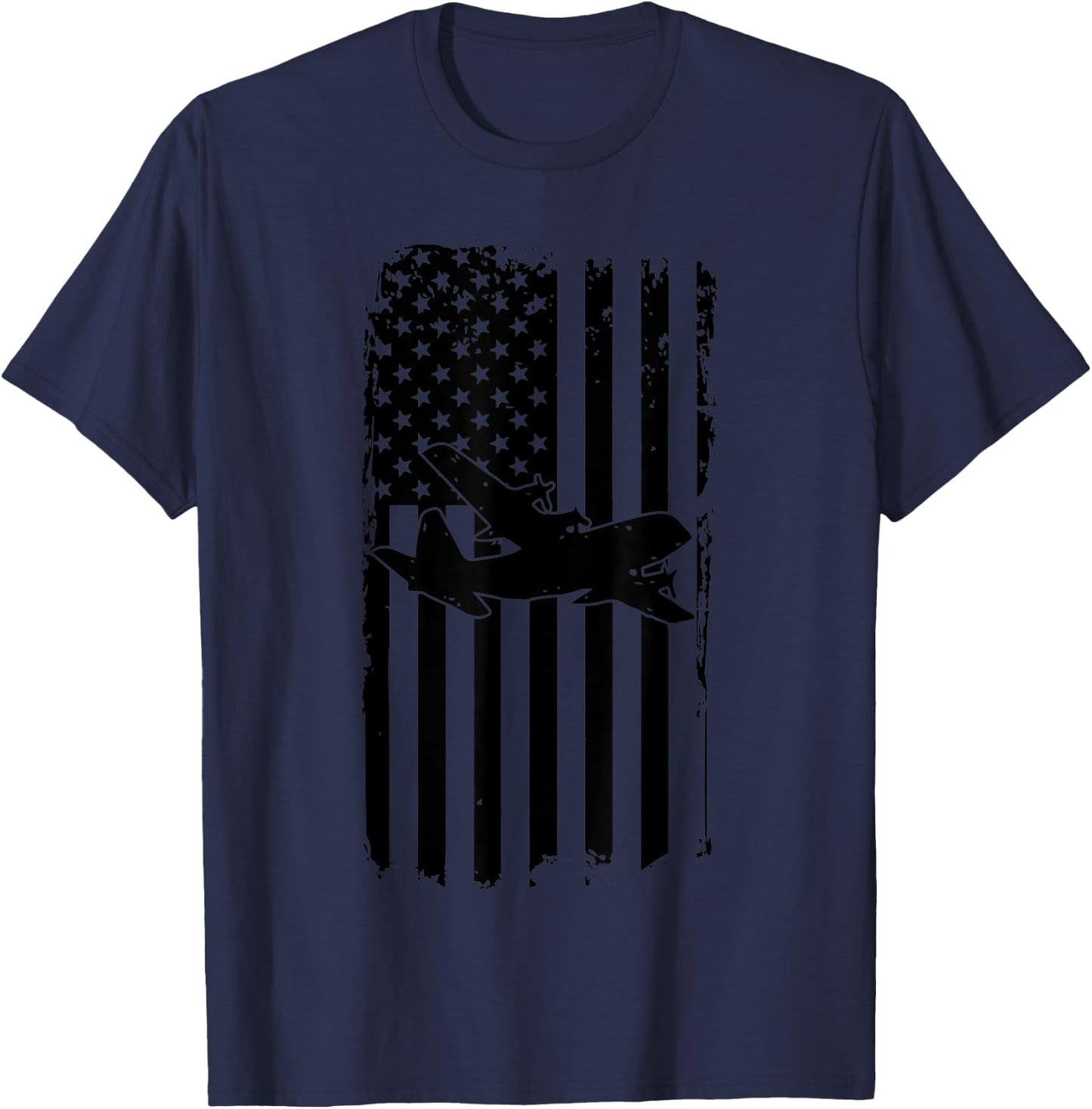 C-130 Airplane Retro Distressed Aircraft Pilot Gift T-Shirt - T-Shirt | Navy