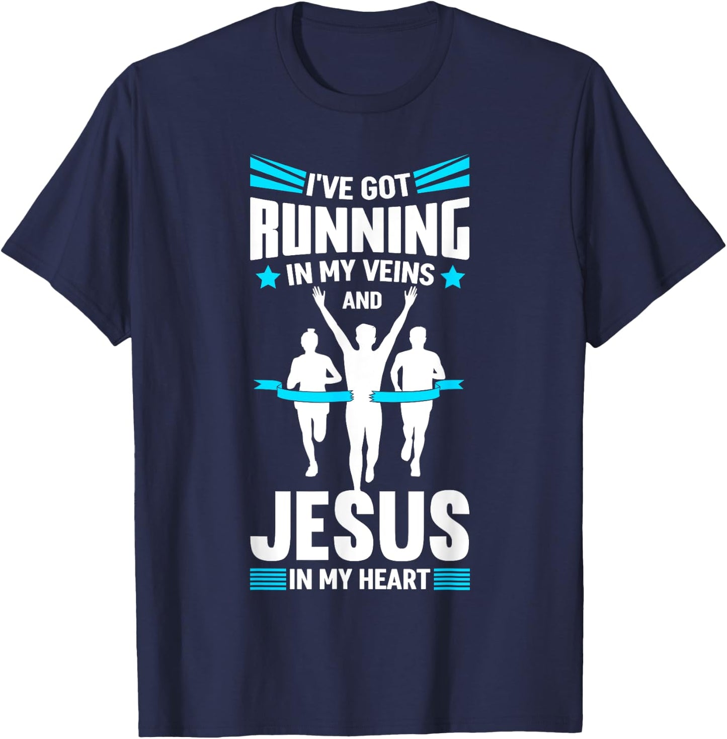 Marathon Runner Costume Running Jesus Quotes Marathoner T-Shirt - T-Shirt | Navy