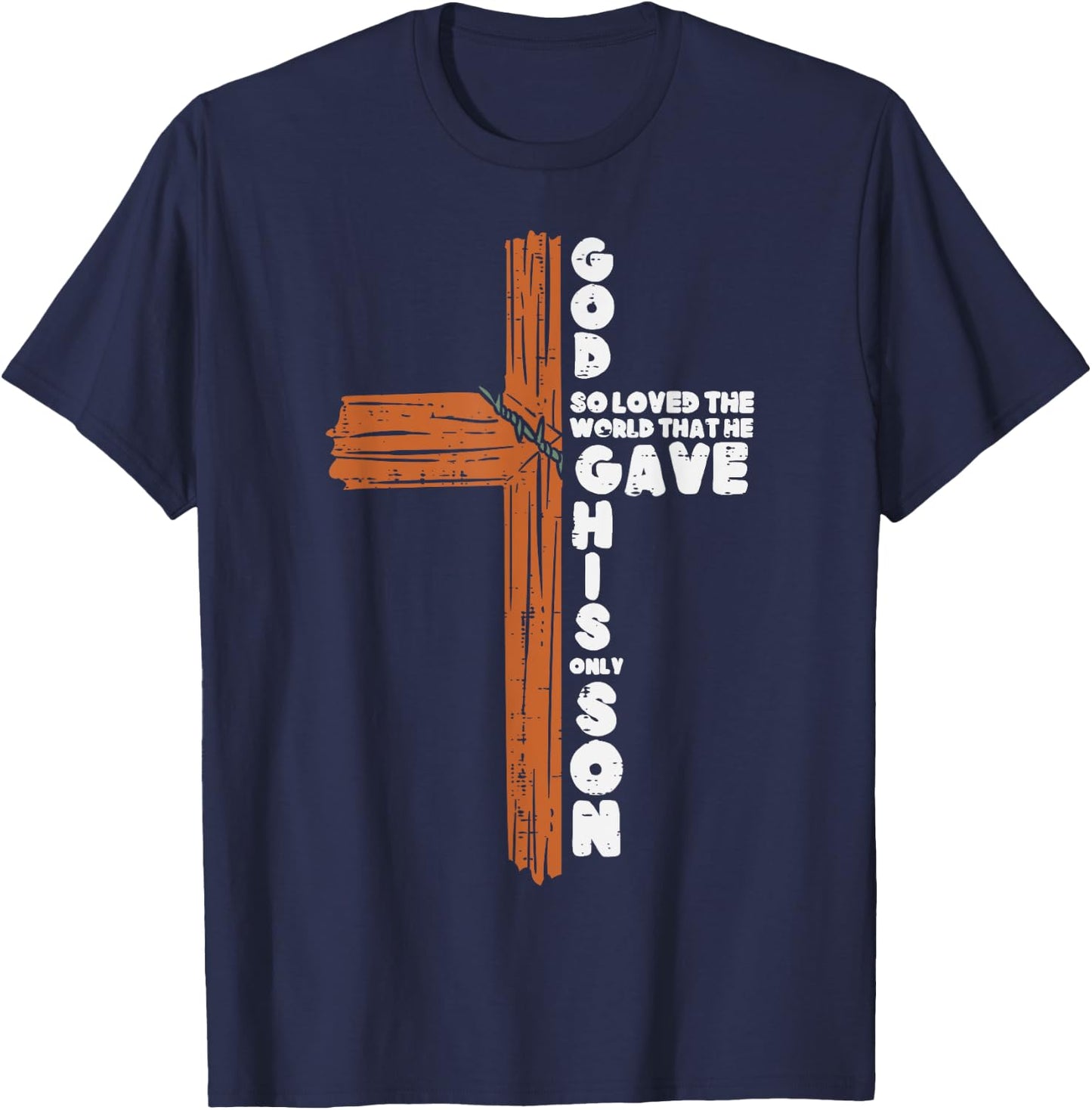 Cross God So Loved The World Jesus Christian Men Women Kids T-Shirt - T-Shirt | Navy