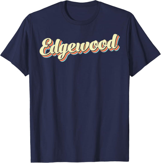 Edgewood Retro Art Baseball Font Vintage T-Shirt - T-Shirt | Navy