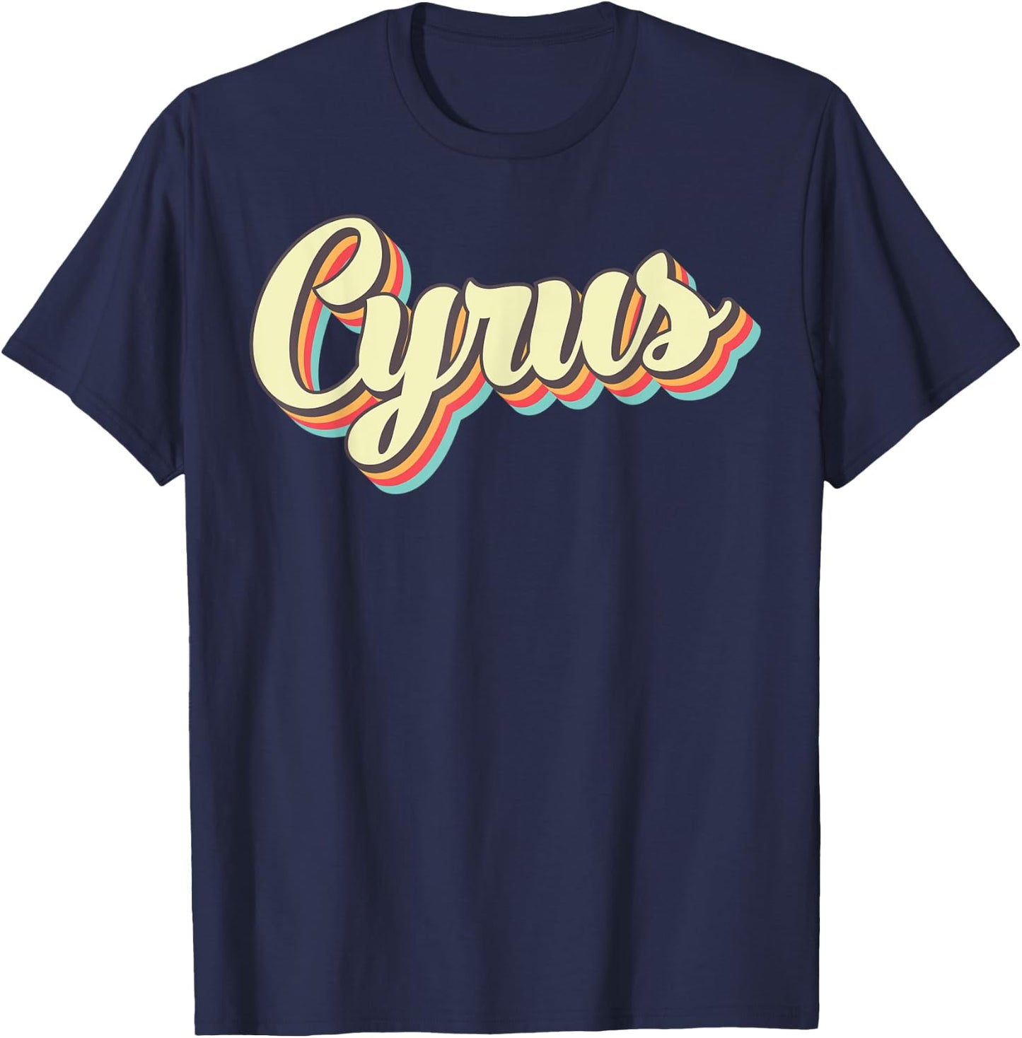 Cyrus Retro Art Baseball Font Vintage T-Shirt - T-Shirt | Navy