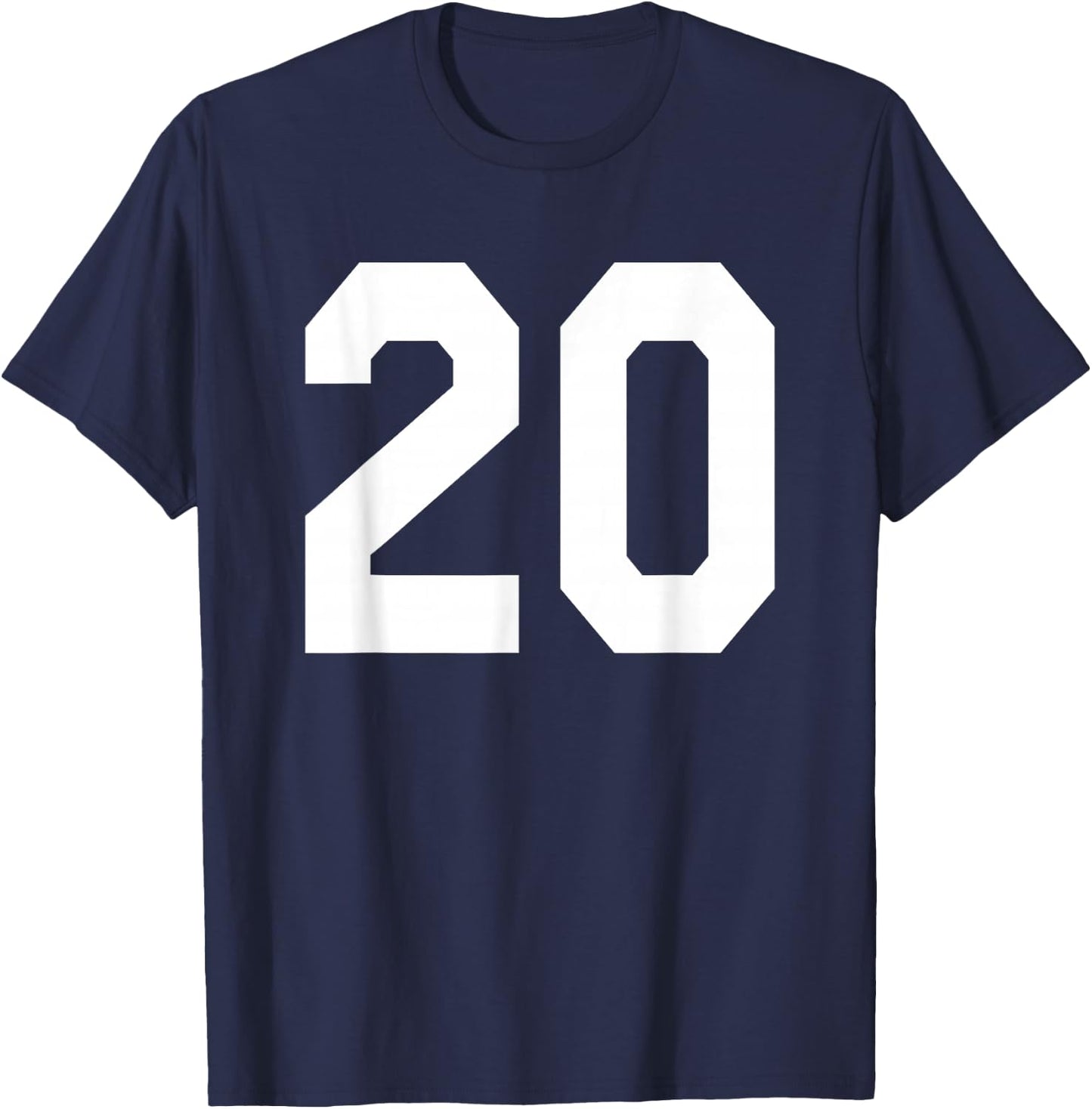 Number 20 Sports Jersey Front and Back Team Player T-Shirt - T-Shirt | Navy
