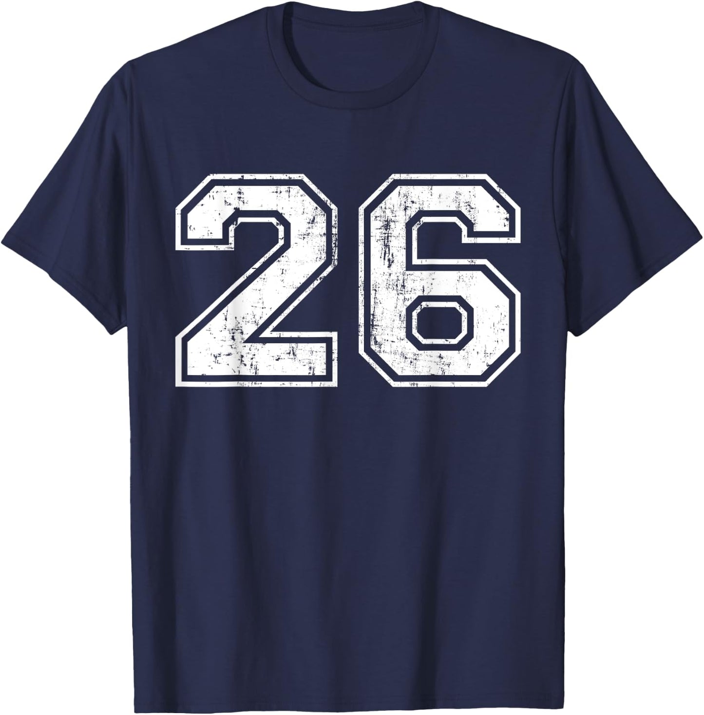 Number 26 Distressed Vintage Twenty Six Sports Team Practice T-Shirt - T-Shirt | Navy