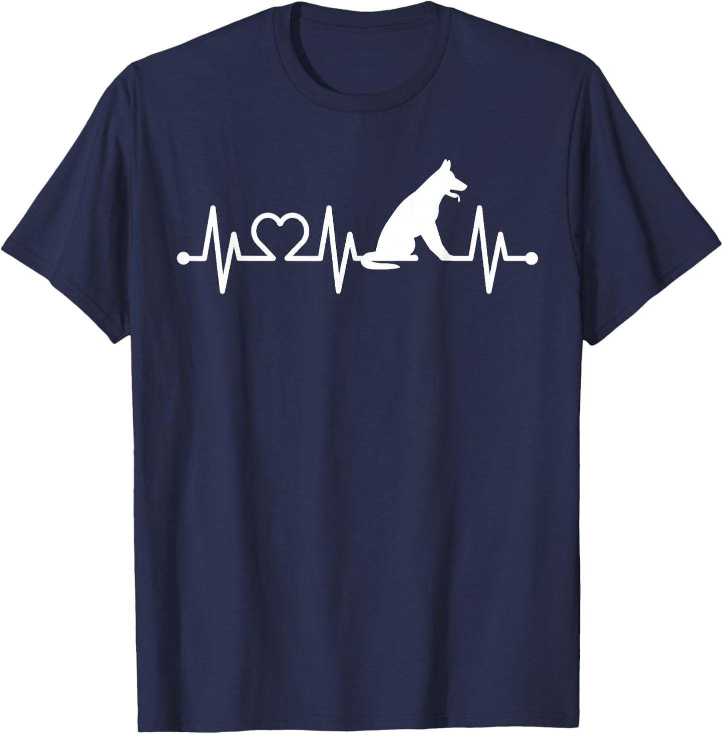 ECG Heartbeat German Shepherd Pulse for Dog Owners T-Shirt - T-Shirt | Navy