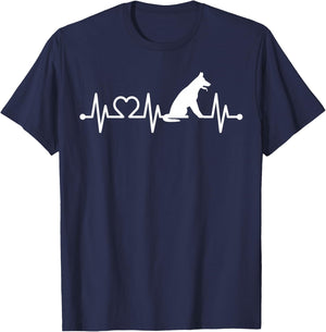 ECG Heartbeat German Shepherd Pulse for Dog Owners T-Shirt - T-Shirt | Navy