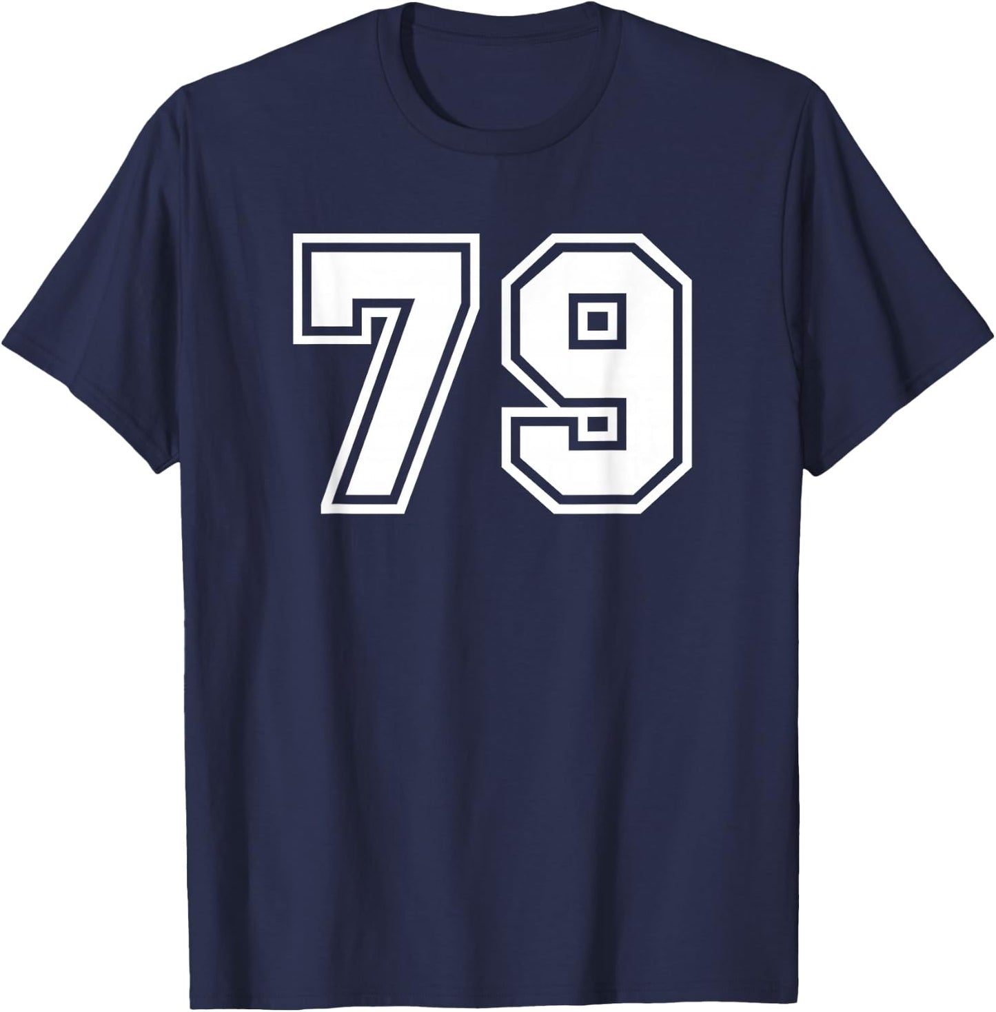 White Sports Team Number #79 T-Shirt - T-Shirt | Navy