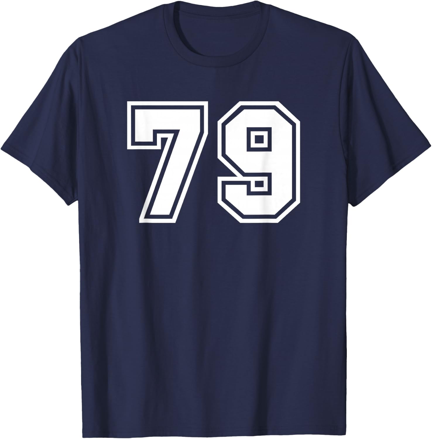 White Sports Team Number #79 T-Shirt - T-Shirt | Navy