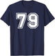 White Sports Team Number #79 T-Shirt - T-Shirt | Navy