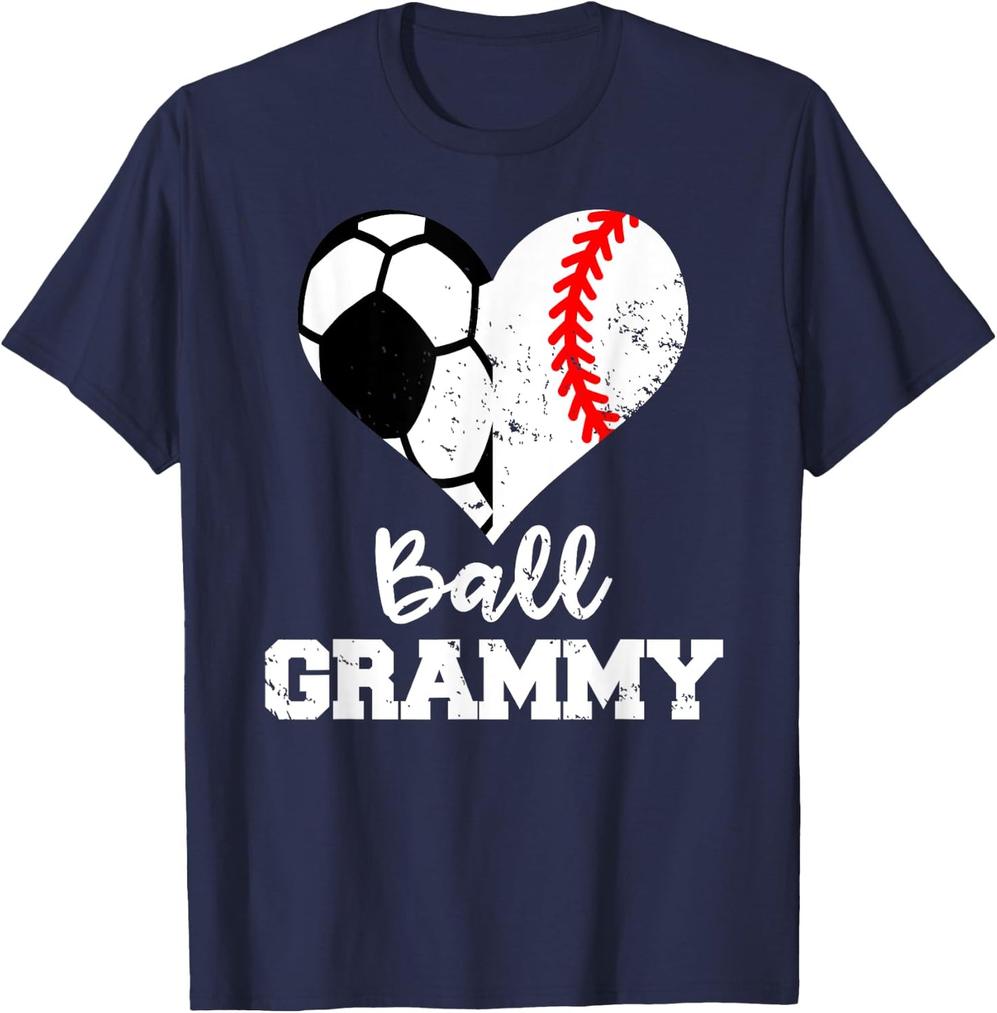Ball Grammy Heart Funny Soccer Baseball Grammy T-Shirt - T-Shirt | Navy