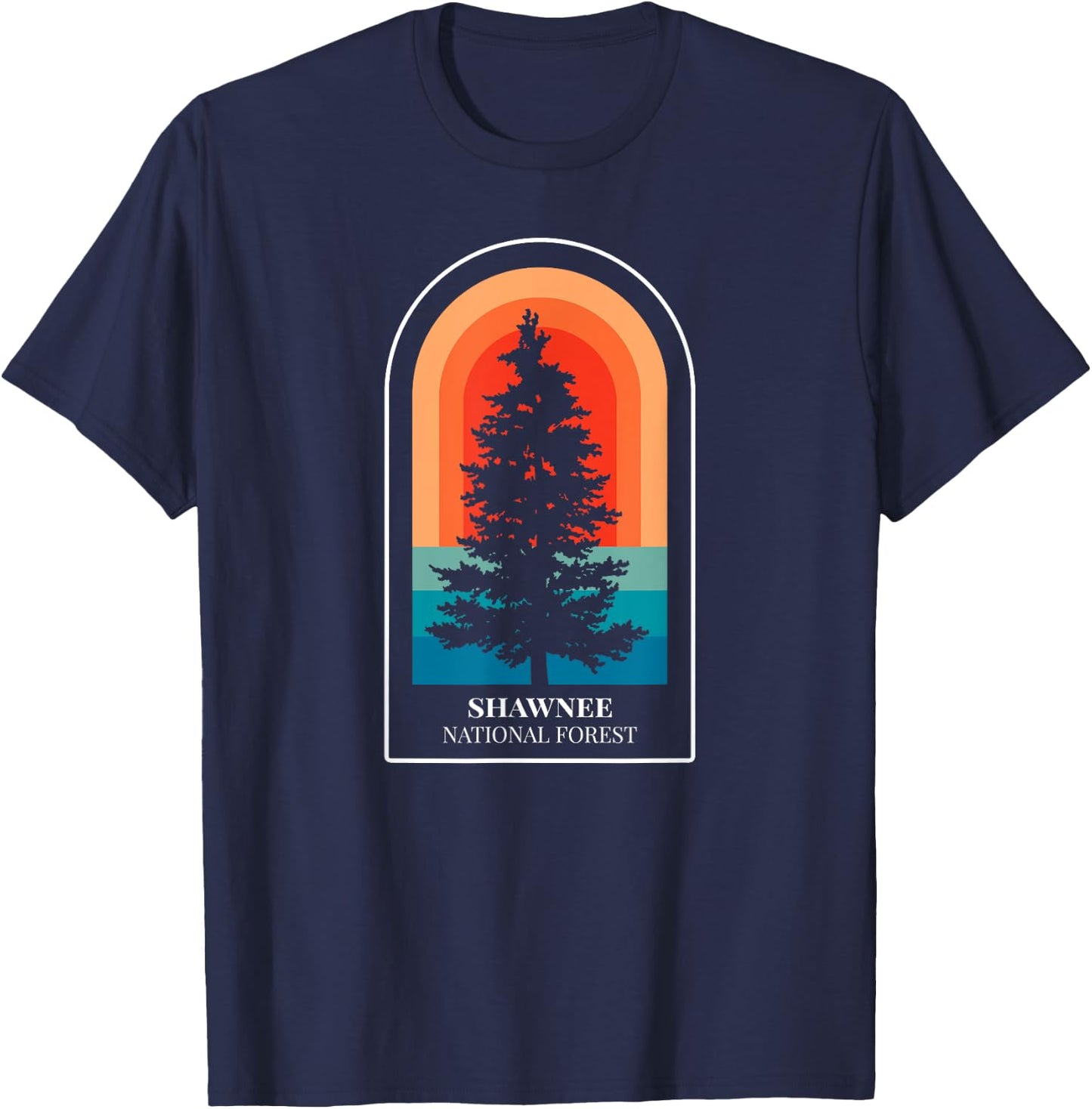 Retro Shawnee National Forest Illinois Hiking T-Shirt - T-Shirt | Navy