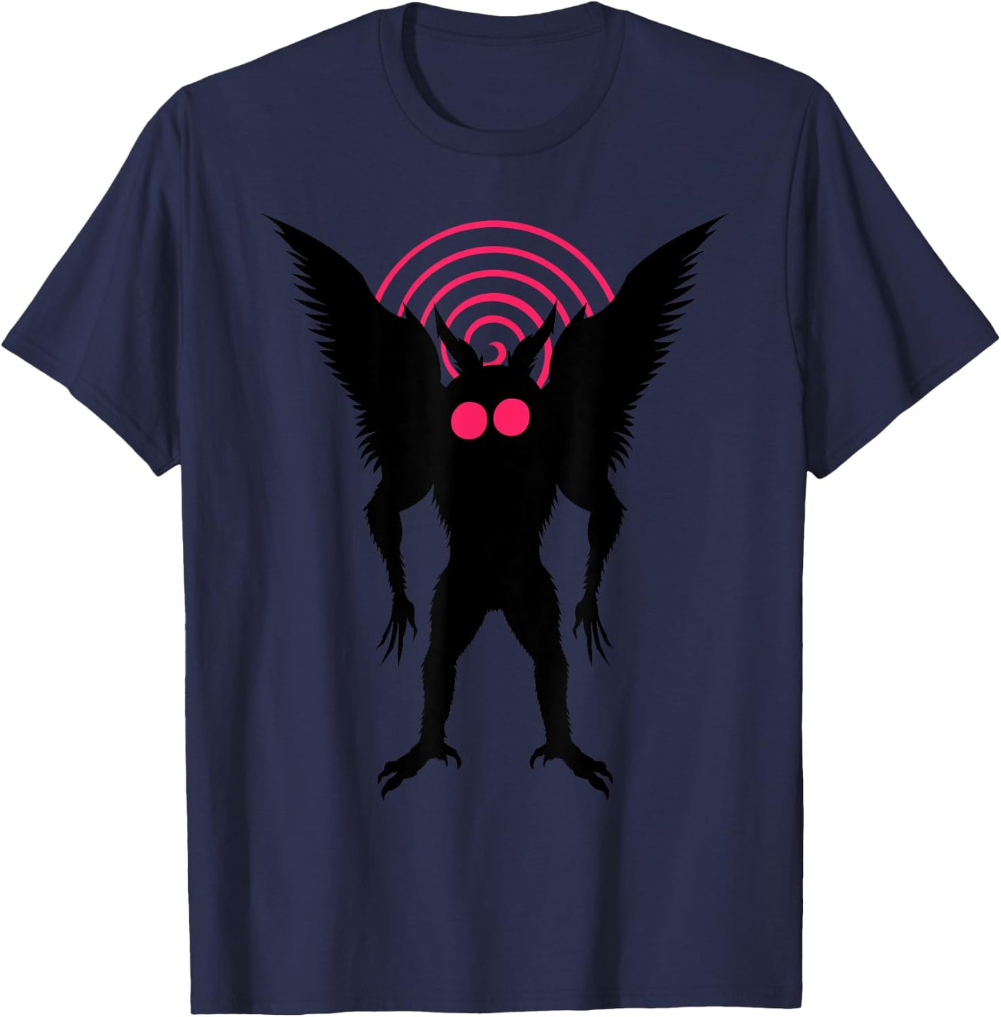 Moth Man Silhouette With Red Eyes Dimensional Portal Mothman T-Shirt - T-Shirt | Navy