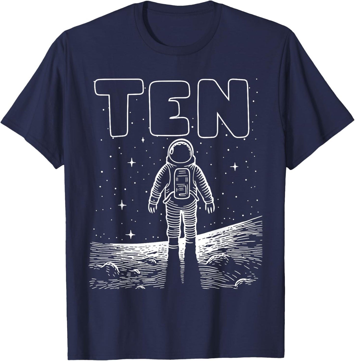 10th Birthday Ten Year Old Space Astronaut Tenth Birthday T-Shirt - T-Shirt | Navy