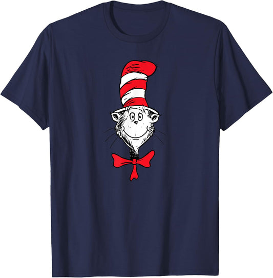 Dr. Seuss The Cat in the Hat Face T-Shirt - T-Shirt | Navy