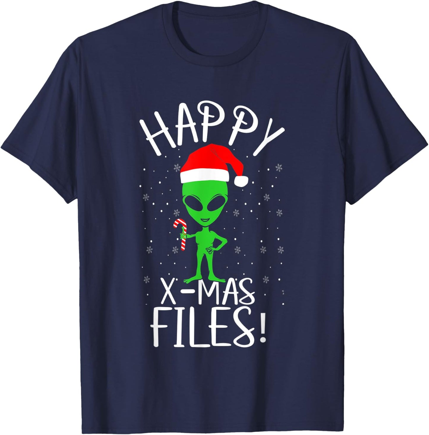 Happy X-mas Files Extraterrestrial Life Alien Beings Lover T-Shirt - T-Shirt | Navy