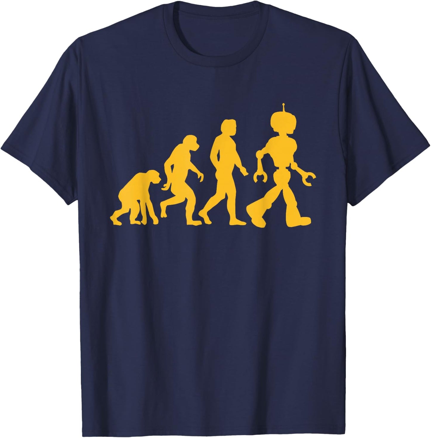 Evolution to Robot Funny Science Nerd Graphic Dark T-Shirt - T-Shirt | Navy