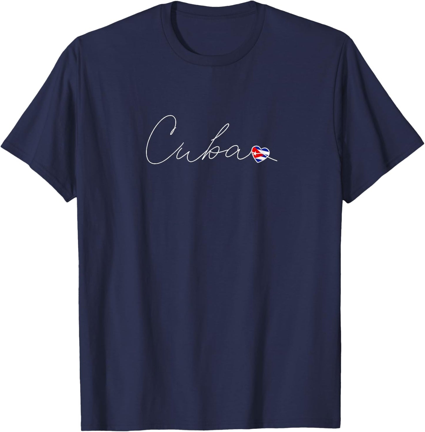 Cuba Simple Love Cuban Flag Heart on Cuba T-Shirt - T-Shirt | Navy