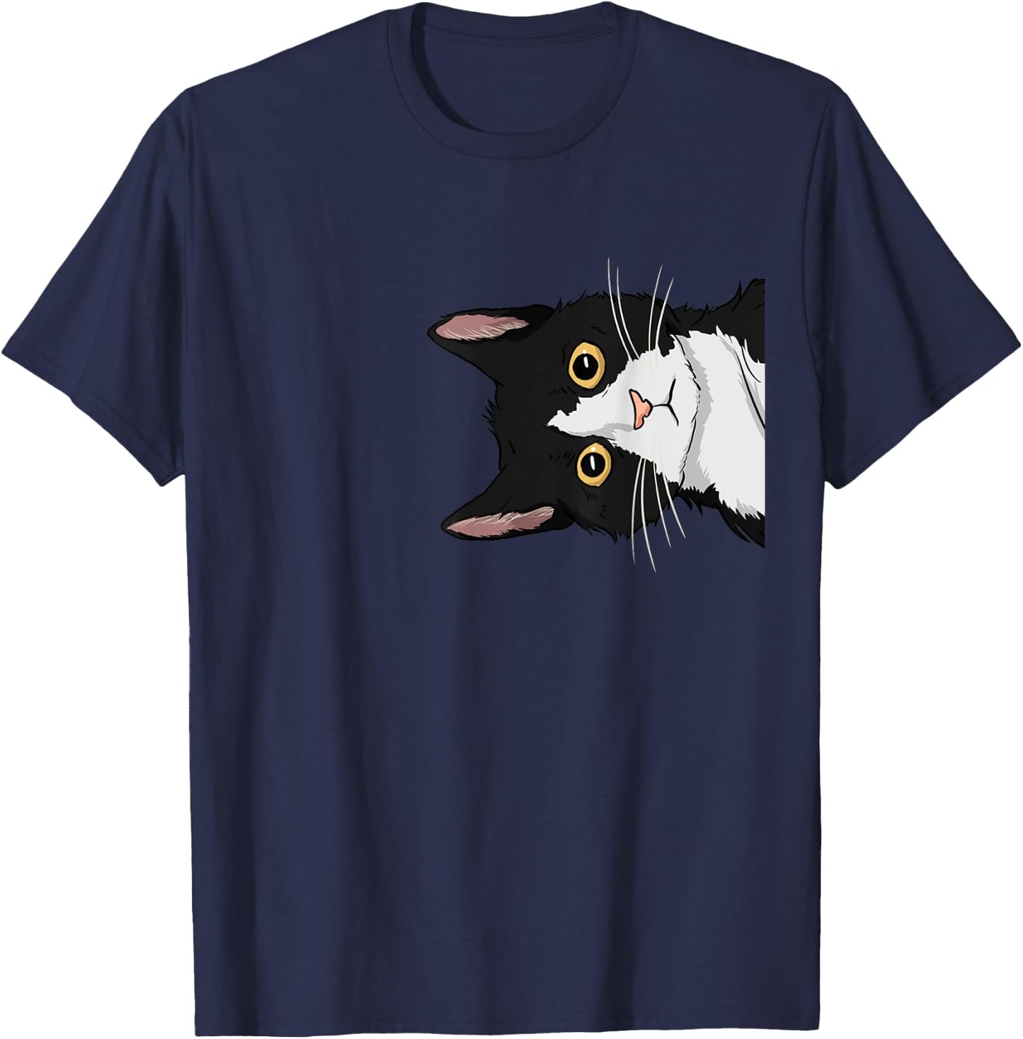 Peeking Tuxedo Cat Lady Gift Cat Mom Cute Tuxedo Cat T-Shirt - T-Shirt | Navy