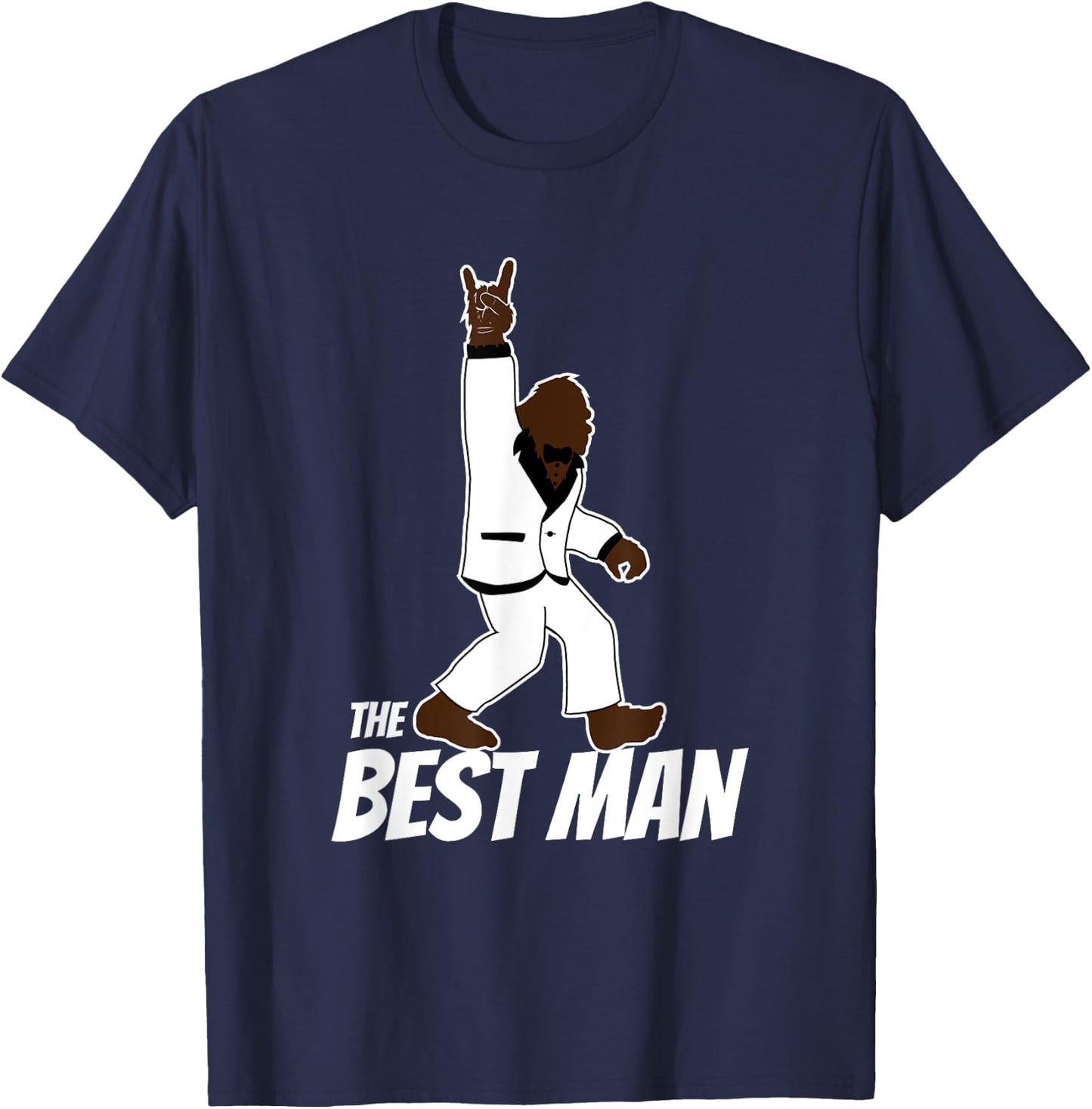 Bigfoot Rock and Roll Best Man Bachelor Party Wedding Gift T-Shirt - T-Shirt | Navy