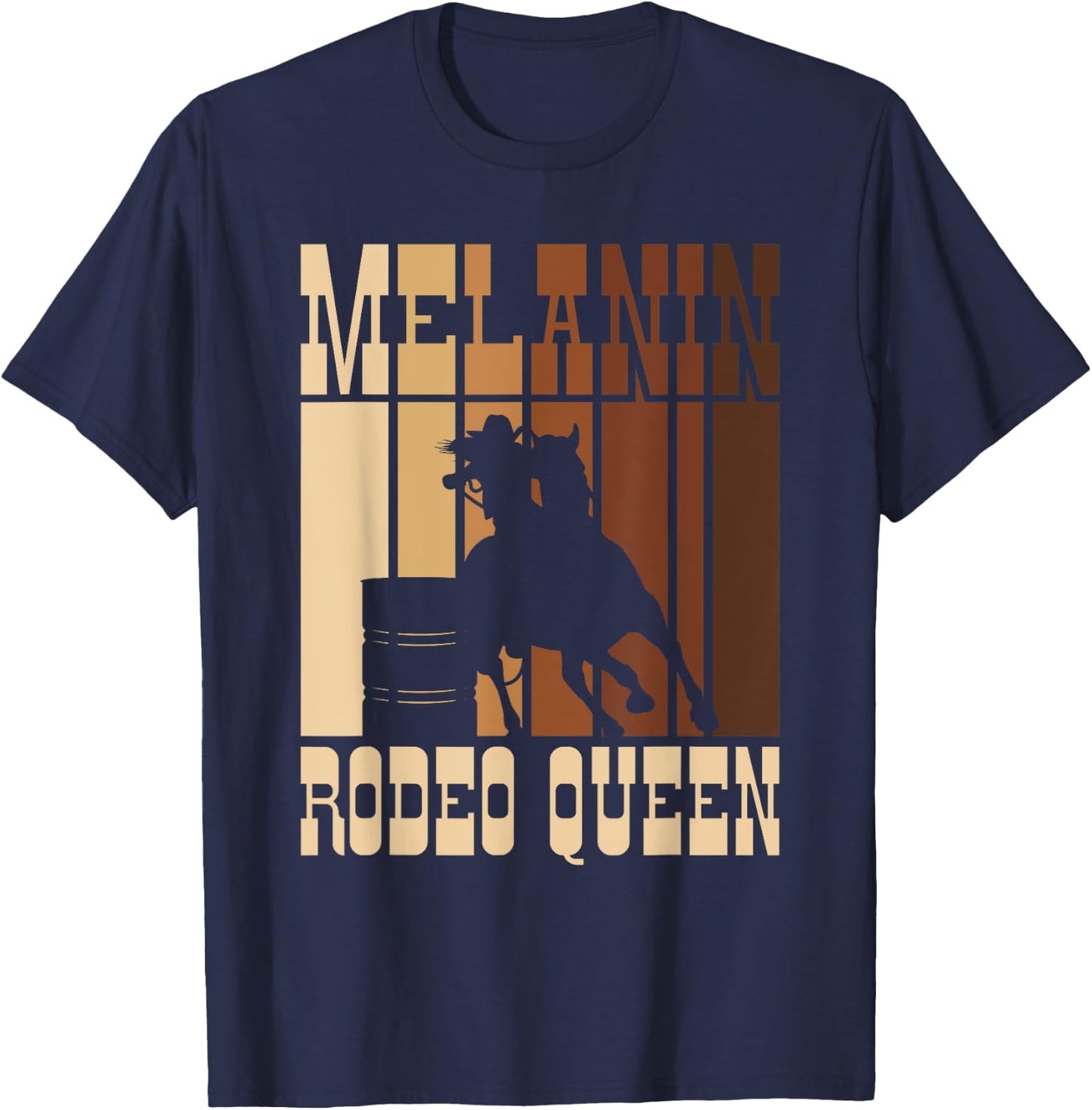 Barrel Racing Melanin Rodeo Queen African American Cowgirl T-Shirt - T-Shirt | Navy