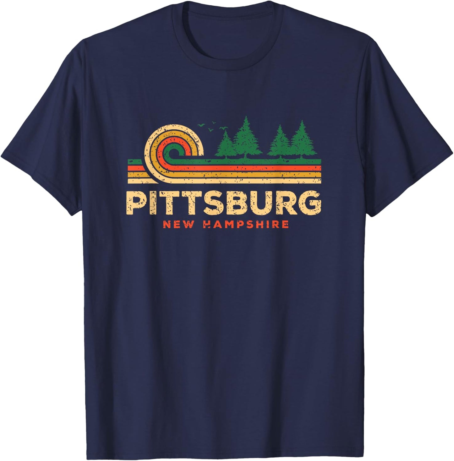 Evergreen Sunset Pittsburgh Forest New Hampshire Woods T-Shirt - T-Shirt | Navy