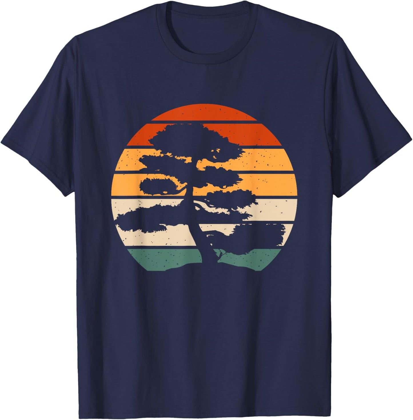 Retro Bonsai Tray Planting Miniature Tree T-Shirt - T-Shirt | Navy