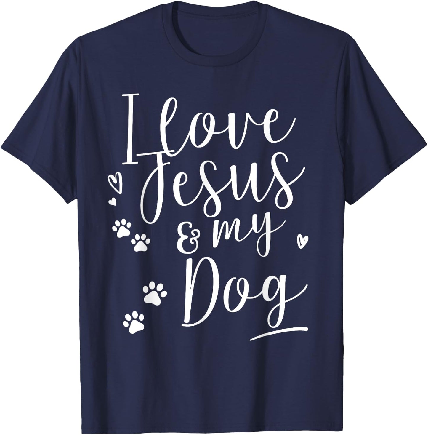 I love Jesus and my Dog Shirt Women Girls Kids T-Shirt - T-Shirt | Navy