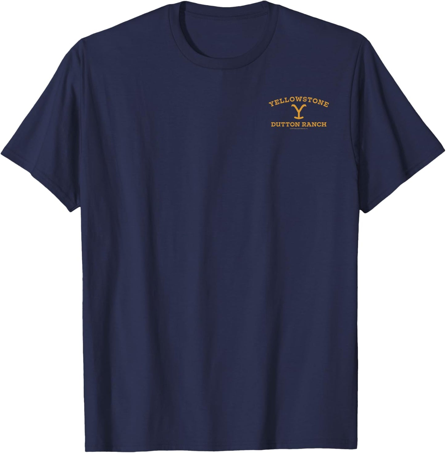 Yellowstone Dutton Ranch Gold Pocket Logo Short Sleeve T-Shirt - T-Shirt | Navy